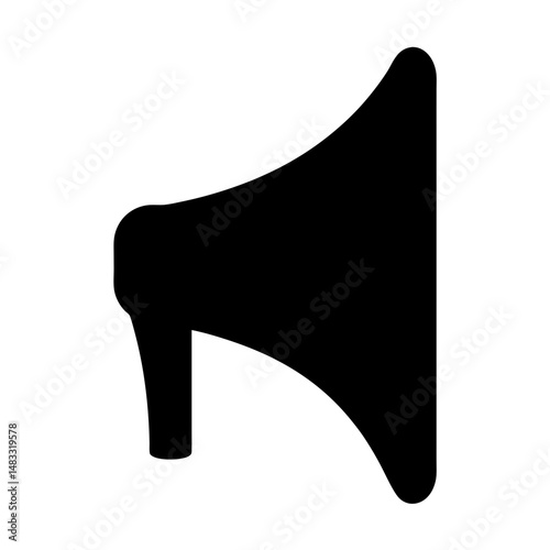 Black silhouette of a classic megaphone style speaker on a white background