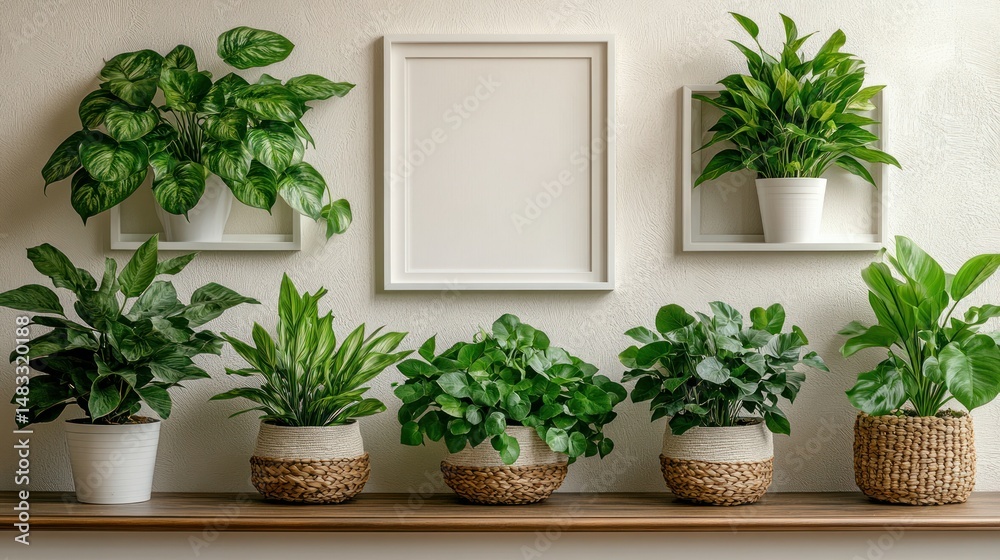 Fototapeta premium Stylish plant display on a shelf