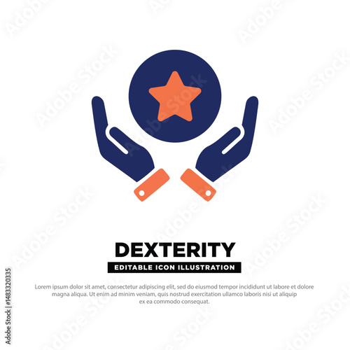 Dexterity Icon. Hands Holding Star, Representing Precision and Skill Mastery. Editable icon