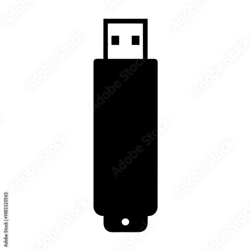 Black and white illustration of a USB flash drive for data storage