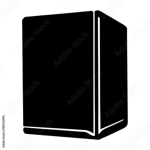 Simple black and white drawing of a closed book standing upright