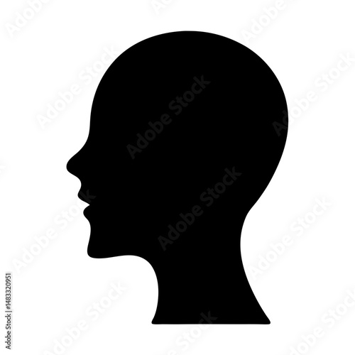 Monochrome silhouette of a human head in profile facing left