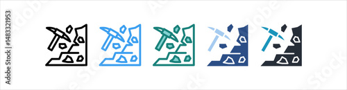 Mining Icon In Different Style Vector