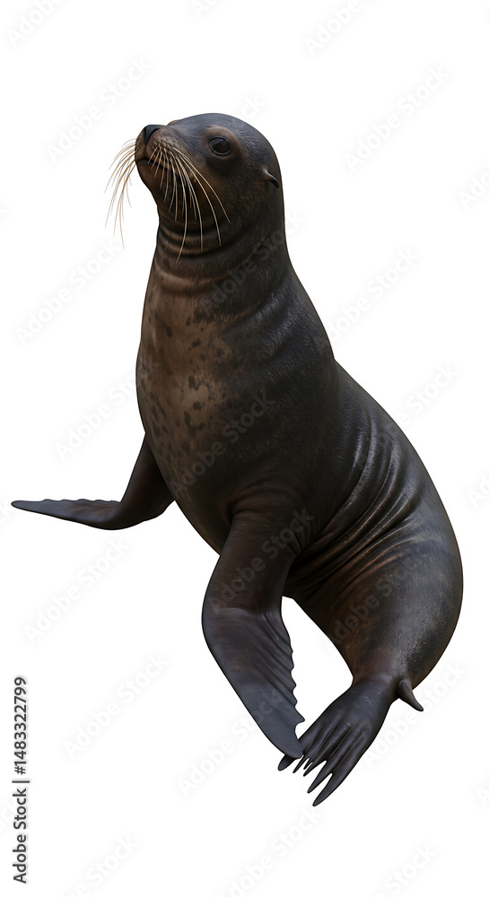 Obraz premium Sleek sea lion posing upright