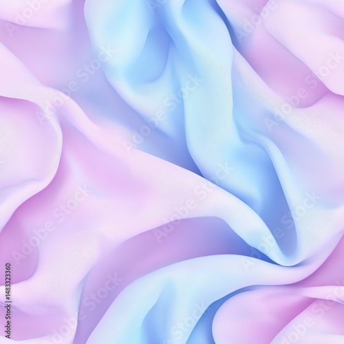 Holographic Geometric Fabric with Diagonal Patterns in Soft Hues