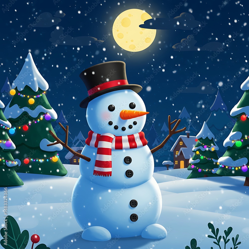 Fototapeta premium Moonlit Winter's Delight