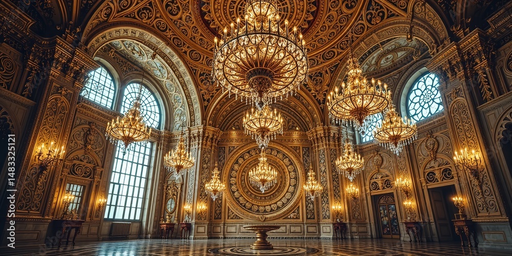 Fototapeta premium Science Fantasy Ballroom, Tessellated Elegance