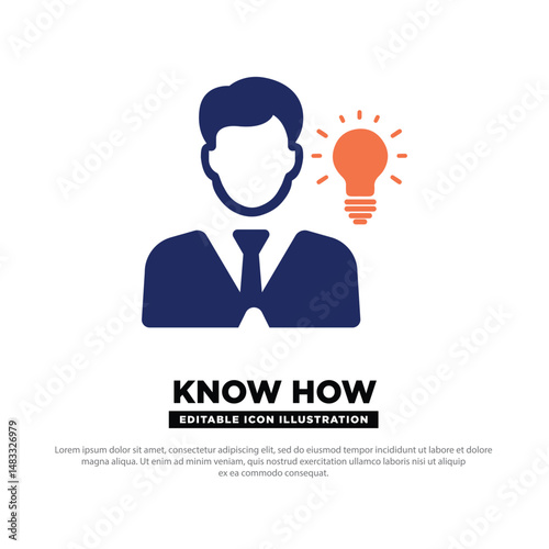 Know How Icon. Business Figure Representing Practical Knowledge. Flat editable Icon.