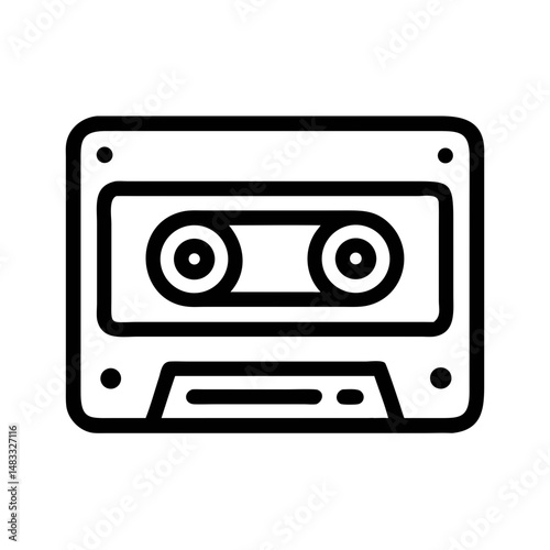 Audio Cassette Tape Icon Representing Vintage Music and Analog Sound Recording