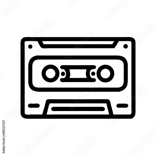 Audio Cassette Tape Icon Representing Vintage Music and Analog Sound Recording