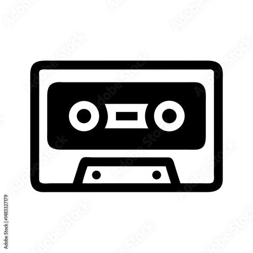 Audio Cassette Tape Icon Representing Vintage Music and Analog Sound Recording