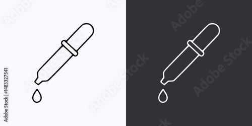 Dropper Icon – Vector Outline – Black and White Preview