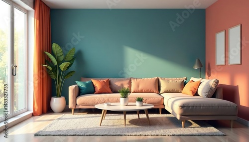 Stylish modern living room interior design vector illustration, perfect for home decor projects , abstract, pattern, design