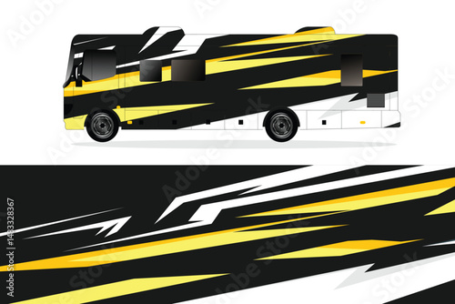 Sleek RV Design with Bold Yellow and Black Stripes