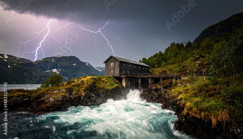 Lightning Strikes Power Station In Mountains