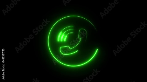 Neon smart phone call ring icon animation with isolated icon animated video