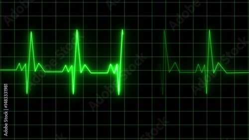 Abstract heartbeat and pulse rate signal technology animation on grid background. Heart beat pulse. Electrocardiogram show heart beat line icon animated video