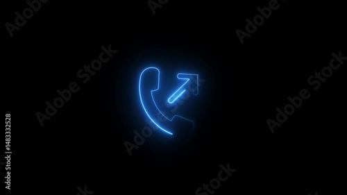Neon Outgoing phone call icon animated video