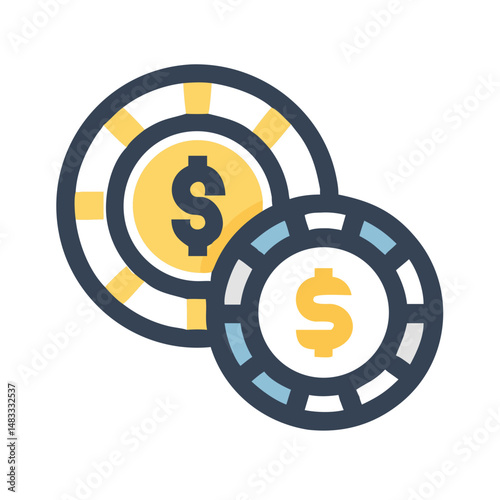 Casino Chips Icon Representing Gambling and Betting