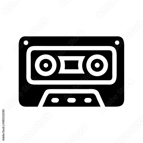 Cassette Tape Icon Representing Analog Audio and Retro Music Playback