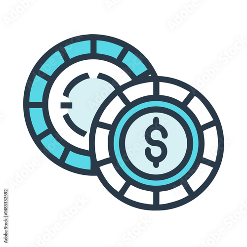 Casino Chips Icon Representing Gambling and Betting