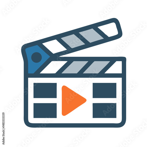 Clapperboard Icon Representing Video Production and Filmmaking