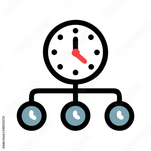Clock with Nodes Icon Representing Time Management and Network Synchronization