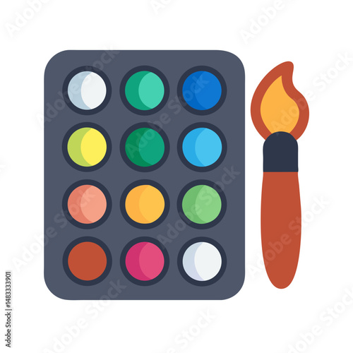 Color Palette with Brush Icon Representing Visual Art and Creative Expression