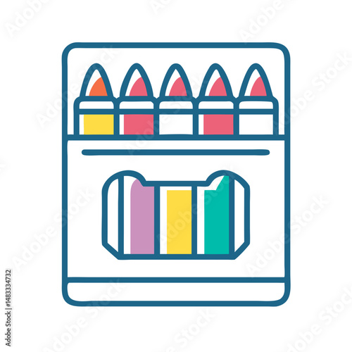 Crayon Pack Icon Representing Coloring Tools and Creative Expression