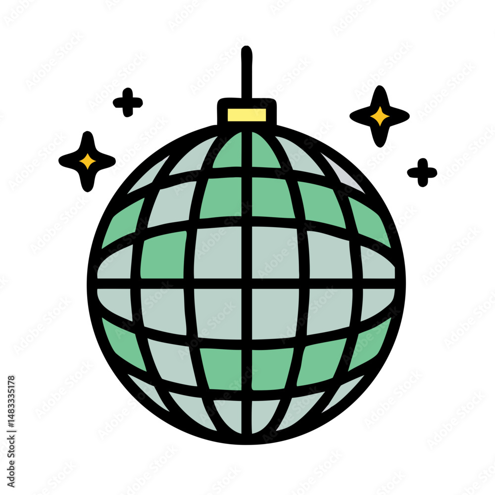Disco Ball Icon Representing Dance Party and Nightlife Entertainment