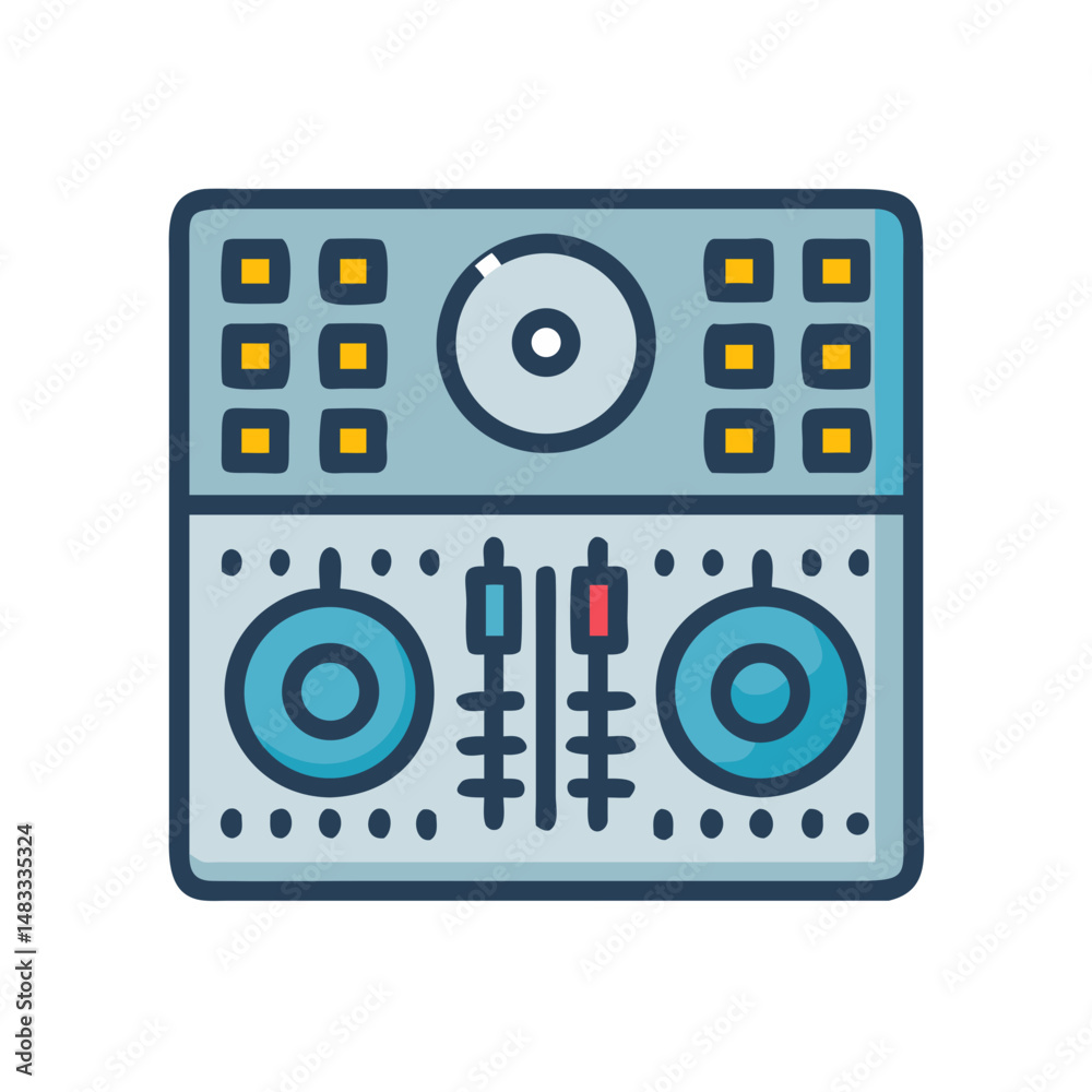 DJ Mixer Console Icon Representing Audio Mixing and Sound Control