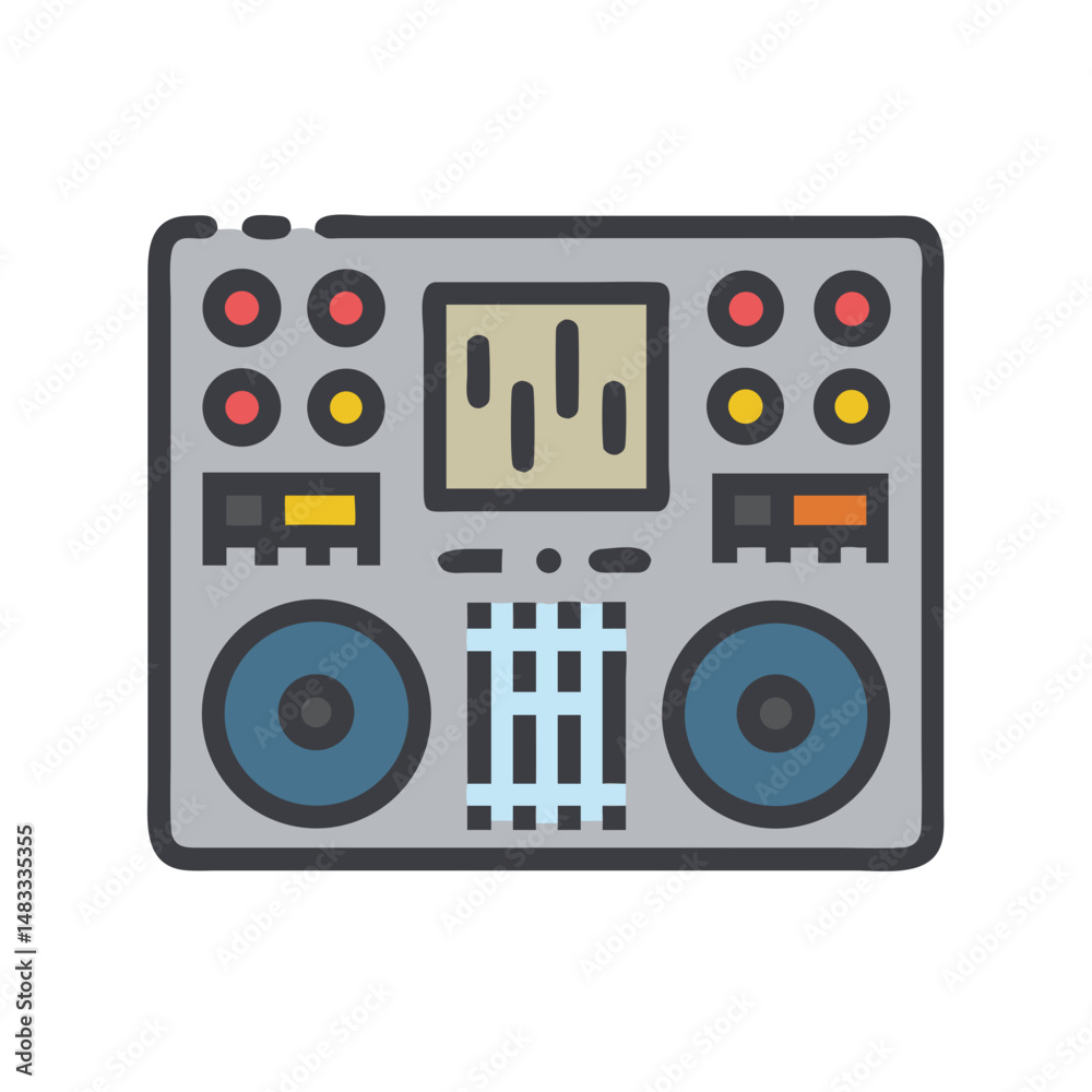 Fototapeta premium DJ Mixer Console Icon Representing Audio Mixing and Sound Control