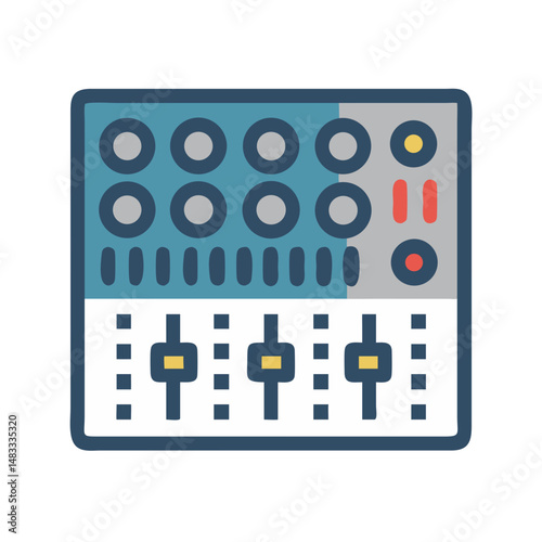 DJ Mixer Console Icon Representing Audio Mixing and Sound Control