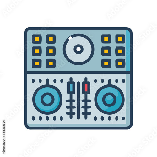 DJ Mixer Console Icon Representing Audio Mixing and Sound Control