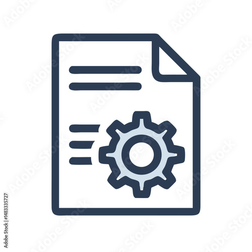 Document with Gear Icon Representing Settings, Configuration, and System Documentation