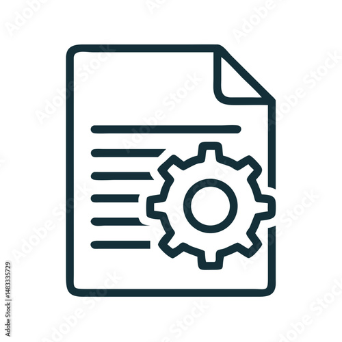 Document with Gear Icon Representing Settings, Configuration, and System Documentation