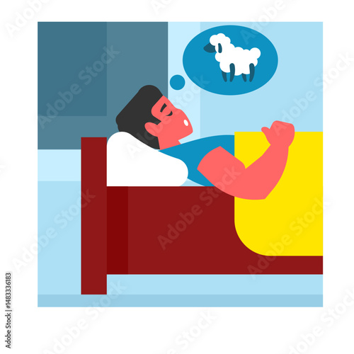 man counting sheep