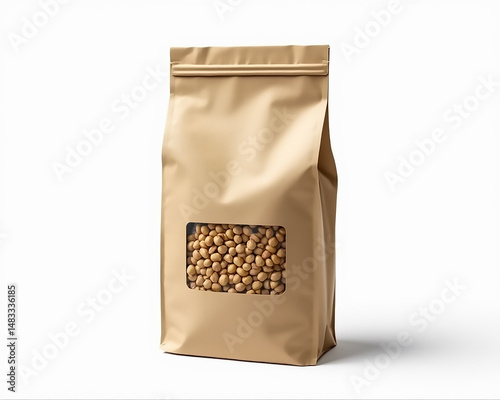 Packaging of natural chickpeas in a simple kraft paper bag for healthy cooking options in home kitchens