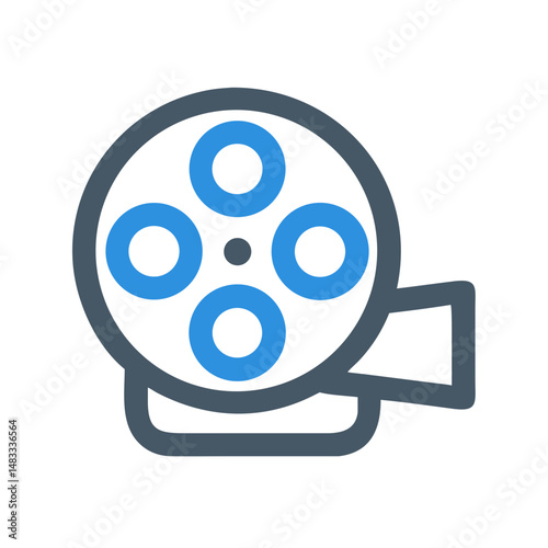 Film Reel Icon Representing Cinema, Movie Production, and Visual Media