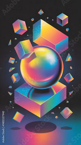 Geometric rainbow prism featuring light refraction and colorful gradients, a modern abstract design representing Pride Month and LGBTQ+ community