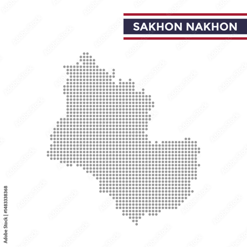 Obraz premium Dotted map of Sakhon Nakhon Province in Thailand