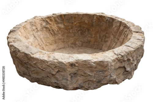 PNG Ancient stone basin with rough texture and circular design
