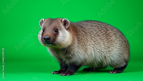 Close Up of a Rock Hyrax on Green Screen Background Perfect for Educational Content and Creative Projects