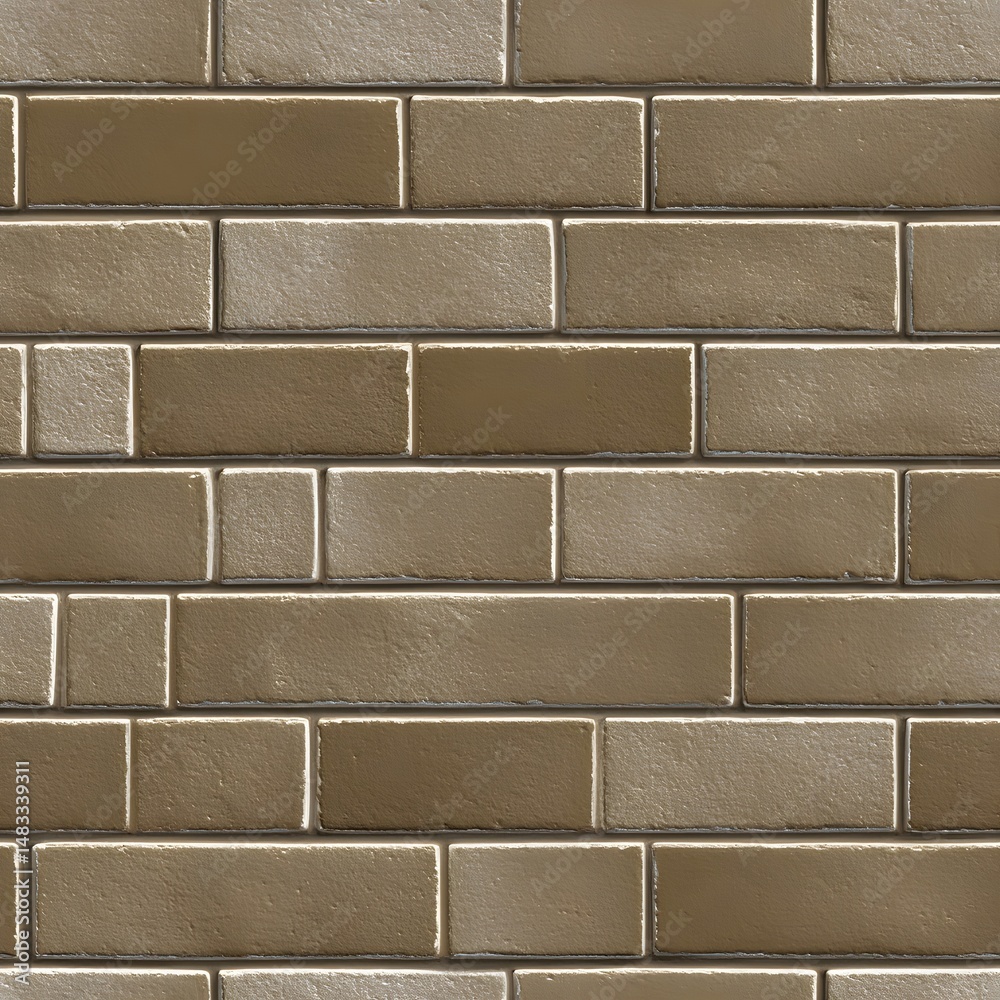 Obraz premium Muted Brown Subway Tile Wall Soft Matte Ceramic Brick Texture