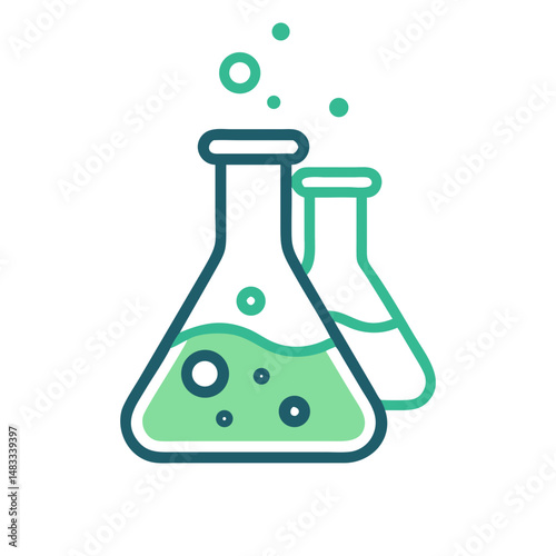Flask with Liquid Icon Representing Laboratory Experiment and Chemical Analysis