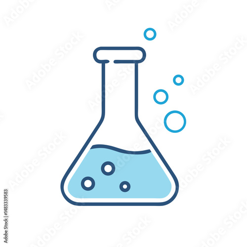 Flask with Liquid Icon Representing Laboratory Experiment and Chemical Analysis