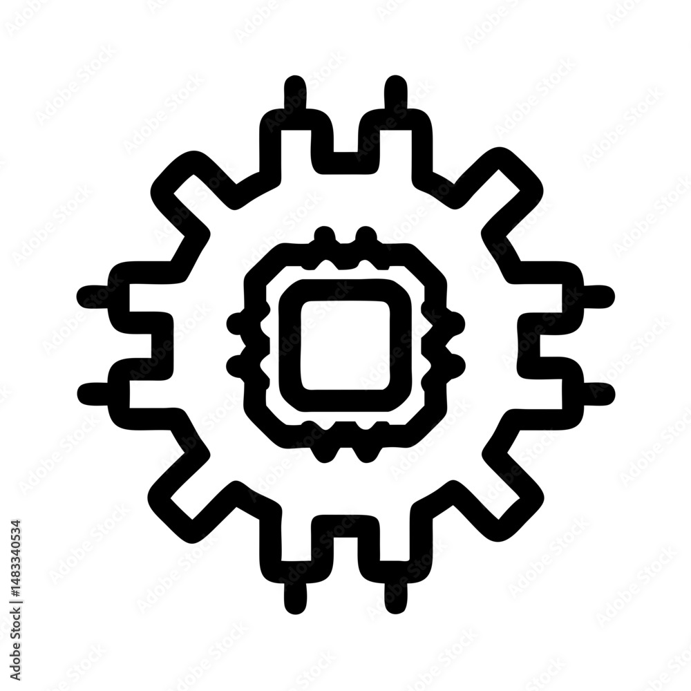 Fototapeta premium Gear with Microchip Icon Representing Tech Engineering and Hardware Configuration