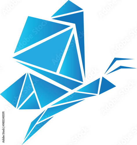 Butterfly origami vector with neon style color for brand or identity