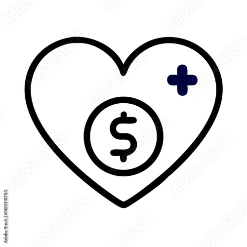 Heart with Dollar Symbol Icon Representing Healthcare Costs and Medical Expenses