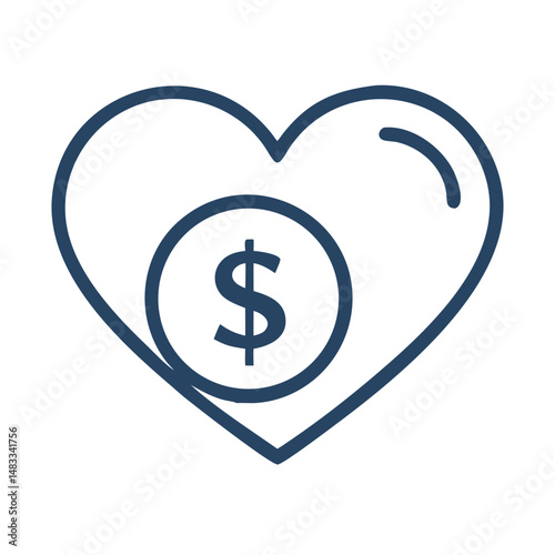 Heart with Dollar Symbol Icon Representing Healthcare Costs and Medical Expenses